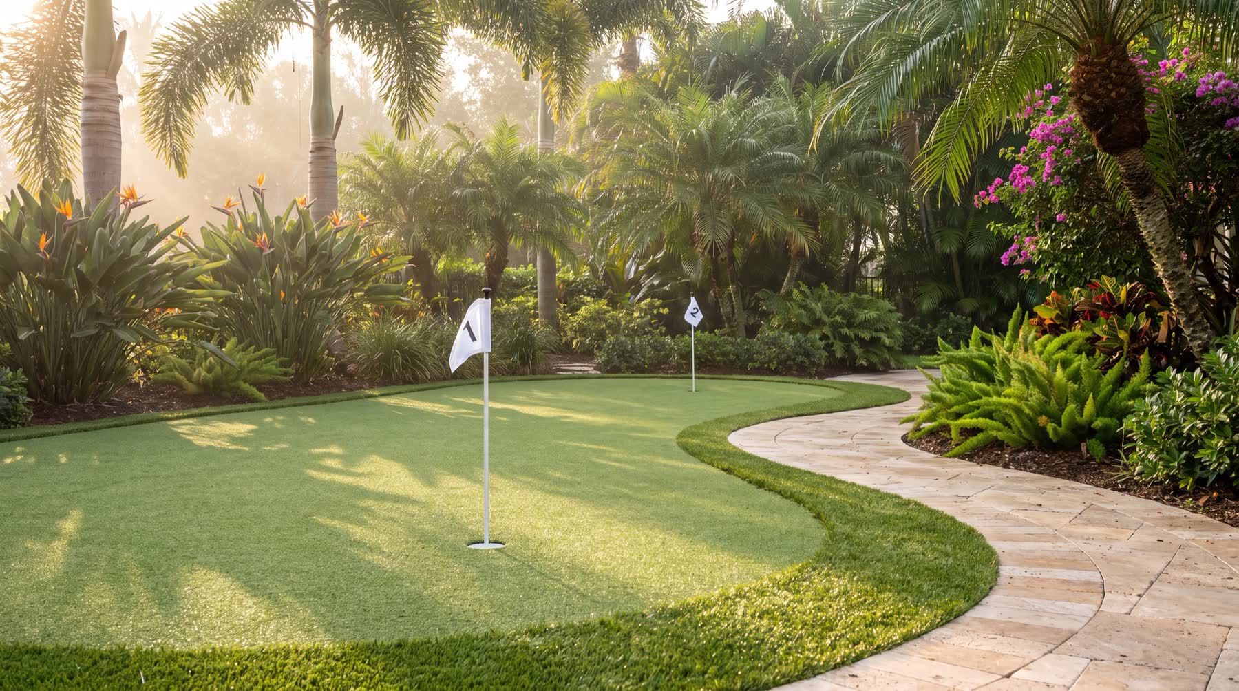 Design concept render of a paver or turf project — AI visualization, not a completed job