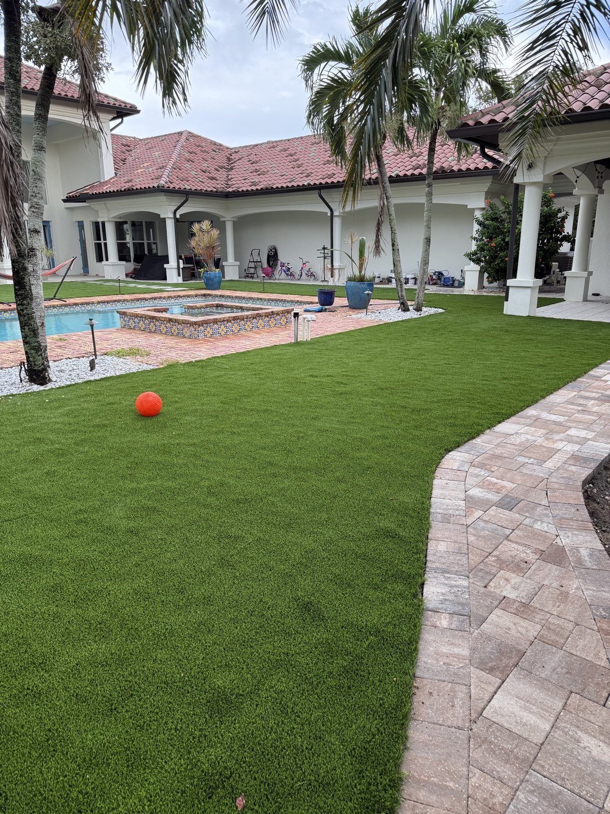 Completed paver and turf installation by Groundworks, Brevard County