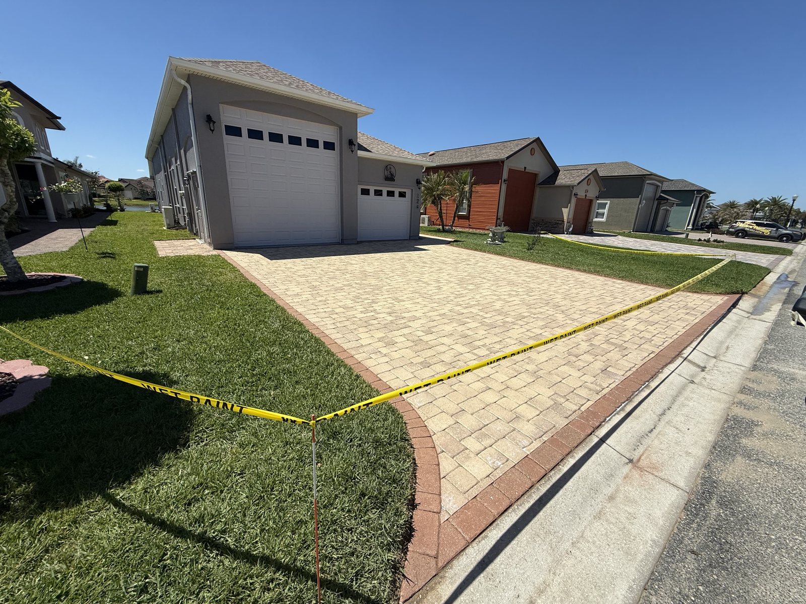 Paver surface cleaned and sealed by Groundworks, Brevard County