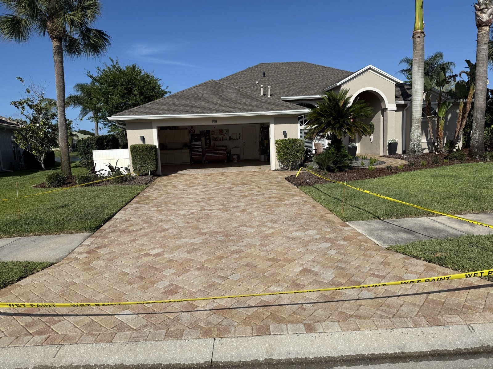 Paver surface cleaned and sealed by Groundworks, Brevard County