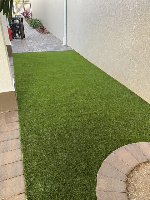 Completed paver and turf installation by Groundworks, Brevard County