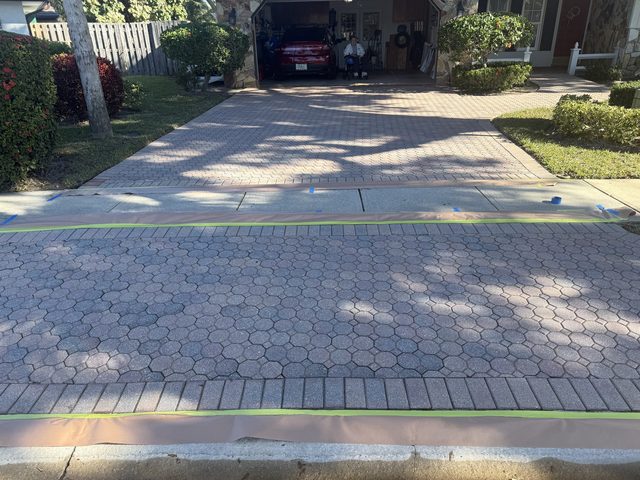 Paver surface cleaned and sealed by Groundworks, Brevard County